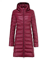 cheap -Women&#039;s Puffer Jacket Street Daily Valentine&#039;s Day Fall Winter Long Coat Regular Fit Warm Breathable Casual Jacket Long Sleeve Solid Color Full Zip Blue Pink Wine / Going out