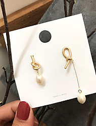cheap -south korea&#039;s dongdaemun purchasing the same earrings female asymmetrical knotted metal earrings freshwater pearl earrings fairy
