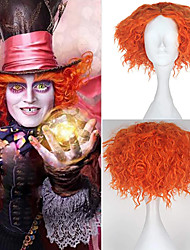 cheap -Cosplay Alice&#039;s Adventures in Wonderland Mad Hatter Cosplay Wigs All Middle Part 12 inch Heat Resistant Fiber Curly Dry Shiny Orange Teen Adults&#039; Anime Wig