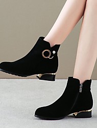 cheap -Women&#039;s Boots Booties Ankle Boots Chunky Heel Round Toe Daily Synthetics Zipper Solid Colored Black