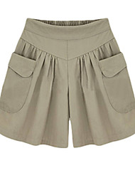 cheap -Women&#039;s Plus Size Pants Solid Color Casual School Casual High Short Navy ArmyGreen khaki L XL 2XL 3XL 4XL / Loose