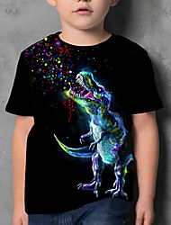 cheap -Kids Boys&#039; T shirt Short Sleeve Dinosaur 3D Print Graphic Animal Black Children Tops Summer Active Cool Cute School Daily Wear 3-12 Years