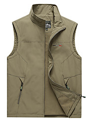 cheap -Men&#039;s Vest Gilet Street Daily Going out Fall Winter Regular Coat Regular Fit Windproof Warm Breathable Sporty Casual Streetwear Jacket Sleeveless Solid Color Full Zip Pocket Blue Army Green Khaki