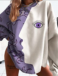 cheap -Women&#039;s Sweatshirt Pullover Color Block Abstract Portrait Oversized Print Casual Daily Sports 3D Print Sportswear Streetwear Hoodies Sweatshirts  Oversized Purple