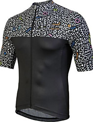 cheap -CAWANFLY Men&#039;s Short Sleeve Cycling Jersey Geometic Vintage Bike Tracksuit Jersey Top Road Bike Cycling Black Polyester Breathable Quick Dry Sports Clothing Apparel / Micro-elastic / Italian Fabric