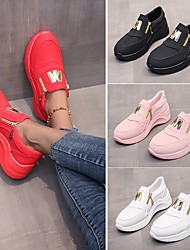 cheap -Women&#039;s Trainers Athletic Shoes Wedge Heel Round Toe Walking Shoes PU Solid Colored White Black Pink