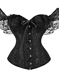 cheap -Corset Women‘s Plus Size Corsets Overbust Corset Classic Tummy Control Push Up Lace Solid Color Printing Buckle Hook &amp; Eye Nylon Polyester Cotton Halloween Wedding Party Birthday Party