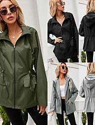 cheap -women&#039;s rain jacket raincoat lightweight hooded windbreaker trench coat top waterproof jackets with pockets active outdoor hiking climbing fishing