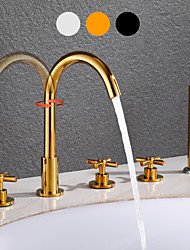 cheap -Bathtub Faucet - Contemporary Electroplated Roman Tub Ceramic Valve Bath Shower Mixer Taps / Brass / Three Handles Five Holes