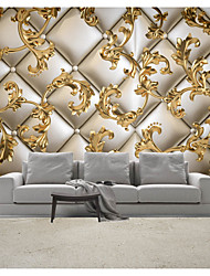 cheap -Mural Wallpaper Wall Sticker Covering Print Golden Leaf Leather Faux 3D Canvas Home Decor for Home Living Room Bedroom Indoor and TV Background