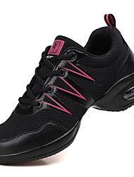 cheap -Women&#039;s Dance Sneakers Party Training Performance Professional Sneaker Thick Heel Round Toe Black / Red White Lace-up Teenager Adults&#039; Lace Up Sandals Sporty Look