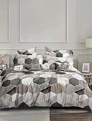cheap -Hexagonal Duvet Cover Set Quilt Bedding Sets Comforter Cover White,Queen/King Size/Twin/Single(1 Duvet Cover, 1 Flat Sheet,1 Or 2 Pillowcases Shams)