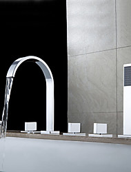 cheap -Tub Faucets - Contemporary Stainless Steel Roman Tub Brass Valve Bath Shower Mixer Taps