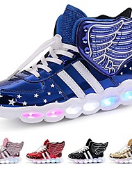 cheap -Boys&#039; Girls&#039; Light Up Shoes USB Charging LED Shoes Flashing Wings Sneakers Christmas PU Little Kids(4-7ys) Big Kids(7years +) Daily Walking Shoes Black Red Blue Pink Winter Spring