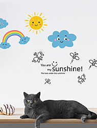cheap -Cartoon Rainbow Sunshine Wall Stickers Living Room Kids Room Kindergarten Removable PVC Home Decoration Wall Decal