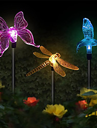 cheap -Outdoor Solar Garden Lights Multi-Color Changing Bird Butterfly Dragonfly Solar Powered Pathway Lights Outdoor Landscape Path Lawn Lamp