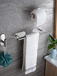 cheap -Towel Bar / Toilet Paper Holder / Robe Hook New Design / Self-adhesive / Creative Contemporary / Modern Stainless Steel / Low-carbon Steel / Metal 4pcs / 3pcs / 1pc - Bathroom Wall Mounted