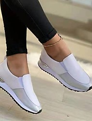 cheap -Women&#039;s Sneakers Wedge Heel PU Elastic Band White Black Pink