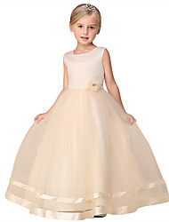 cheap -Kids Little Girls&#039; Dress Solid Colored Flower Tulle Dress Daily Layered Lace Purple Blushing Pink White Sleeveless Basic Dresses 3-12 Years