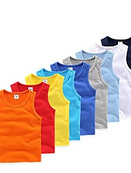 cheap -Kids Boys&#039; Tops Sleeveless Solid Color Light Blue Navy Blue Cotton Children Tops Summer Casual / Daily School Daily Wear