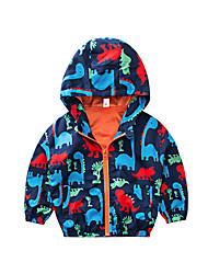 cheap -Kids Boys&#039; Jacket &amp; Coat 1pc Long Sleeve Orange Dinosaur Jacket Royal Blue Dinosaur School Casual Daily 2-6 Years / Winter