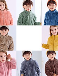 cheap -Kids Unisex 1pc Jacket &amp; Coat Long Sleeve Sapphire Deep Pink Lake Green Solid Color Winter Casual Daily School 1 year+