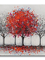 cheap -Oil Painting Handmade Hand Painted Wall Art Abstract Modern Flowers Plant Trees Red Grey Home Decoration Decor Stretched Frame Ready to Hang