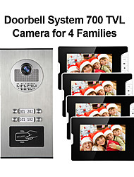 cheap -4 Apartments 7 Multi Apartment Video Door Phone System Video Intercom Doorbell System 700 TVL Camera for 4 Families