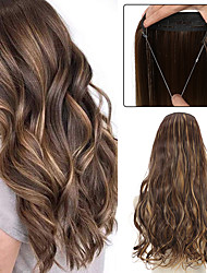 cheap -No Clip Halo Hair Extensions Long Wavy Ombre Secret Wire Hair Adjustable Transparent Wire One Piece Fish Line Fake HairPieces