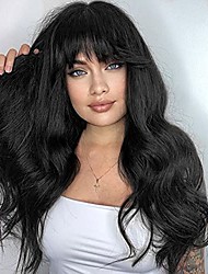 black synthetic wig with bangs