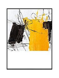 cheap -Oil Painting Handmade Hand Painted Wall Art Simple Yellow Gray White Black Abstract Pictures Home Decoration Decor Stretched Frame Ready to Hang