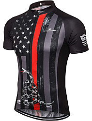 cheap -21Grams® Men&#039;s Short Sleeve Cycling Jersey American / USA Bike Jersey Top Mountain Bike MTB Road Bike Cycling Black Spandex Polyester Breathable Quick Dry Moisture Wicking Sports Clothing Apparel