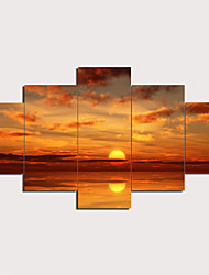 cheap -5 Panels Wall Art Canvas Prints Painting Artwork Picture Sunset Sea Landscape Home Decoration Décor Rolled Canvas No Frame Unframed Unstretched
