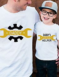 cheap -Dad and Son T shirt Tops Graphic Print White Black Short Sleeve 3D Print Daily Matching Outfits / Summer