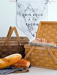 cheap -Picnic Basket Pine Slice Woven with Lid Storage Handle Basket Bakery Shop Bread Basket for Picnic Wedding Meal Prep
