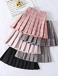 cheap -Kids Girls&#039; Skirt Black Gray Pink Plaid Solid Colored Pleated Summer Cute School 3-12 Years