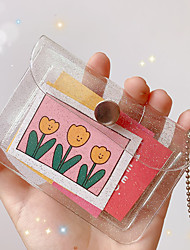 cheap -Cute flowers transparent WalletSlim Minimalist pocket card holder Coin Changes Purse