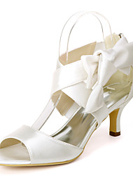 cheap -Women&#039;s Wedding Shoes Wedding Sandals Bridal Shoes Bridesmaid Shoes Bowknot Kitten Heel Open Toe Wedding Satin Zipper Solid Colored White Black Purple
