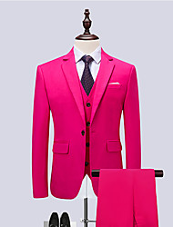 cheap -White Paradise Pink Burgundy Men&#039;s Wedding Suits 3 pcs Solid Colored Tailored Fit Single Breasted One-button 2022