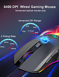 cheap -LITBest A866RGB Wired USB Gaming Mouse / Ergonomic Mouse RGB Light 6400 dpi 4 Adjustable DPI Levels 7 pcs Keys