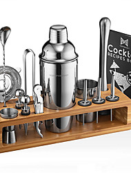 cheap -Cocktail Shaker Premium Set Stainless Steel 23-Piece Set with Big Wooden Frame Bar Cocktail Shaker