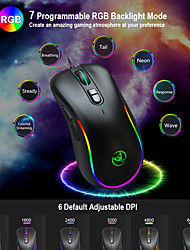 cheap -LITBest J300 Wired USB Optical Gaming Mouse / Ergonomic Mouse RGB Light 6400 dpi 4 Adjustable DPI Levels 7 pcs Keys 7 Programmable Keys