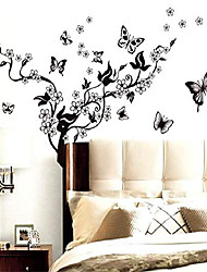 cheap -wall sticker,classical black flower floral plant wallpaper removable art diy wall decals poster for kids room home bedroom living children decor wall murals