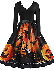 cheap -Pumpkin Audrey Hepburn Dress Swing Dress Adults&#039; Women&#039;s Party / Evening Vintage Festival Halloween New Year Festival / Holiday Terylene Black / Orange / Blue / Red Women&#039;s Easy Carnival Costumes