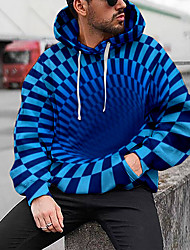 cheap -Men&#039;s Pullover Hoodie Sweatshirt Graphic Abstract 3D Hooded Daily 3D Print Basic Hoodies Sweatshirts  Long Sleeve Blue Purple Black