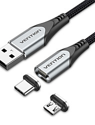 cheap -VENTION USB 2.0 Micro USB USB C Cable Magnetic Quick Charge 5 A 2.0m(6.5Ft) 1.5m(5Ft) 1.0m(3Ft) Nylon TPE Tinned copper For Samsung Xiaomi Huawei Phone Accessory