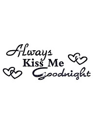 cheap -always kiss me goodnight wall stickers family lettering wall decals inspirational saying stickers motivational wall quote sayings stickers for living bedroom home decorations