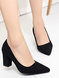 cheap -Women&#039;s Heels Block Heel Pointed Toe PU Solid Colored Black Gray Pink