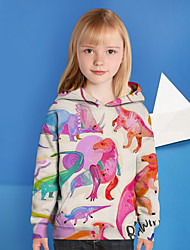 cheap -Kids Girls&#039; Back to School Hoodie Long Sleeve White 3D Print Dinosaur School Daily Indoor Active Basic 3-12 Years / Fall / Winter / Spring