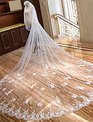 cheap -Two-tier Classic Style Wedding Veil Chapel Veils with Embroidery / Appliques 157.48 in (400cm) Tulle